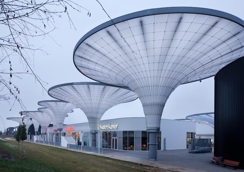 etfe膜结构丨兼具遮阳和采光的伞状etfe建筑