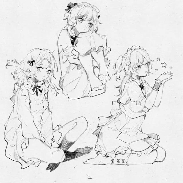 「素材」人物动态姿势线稿参考