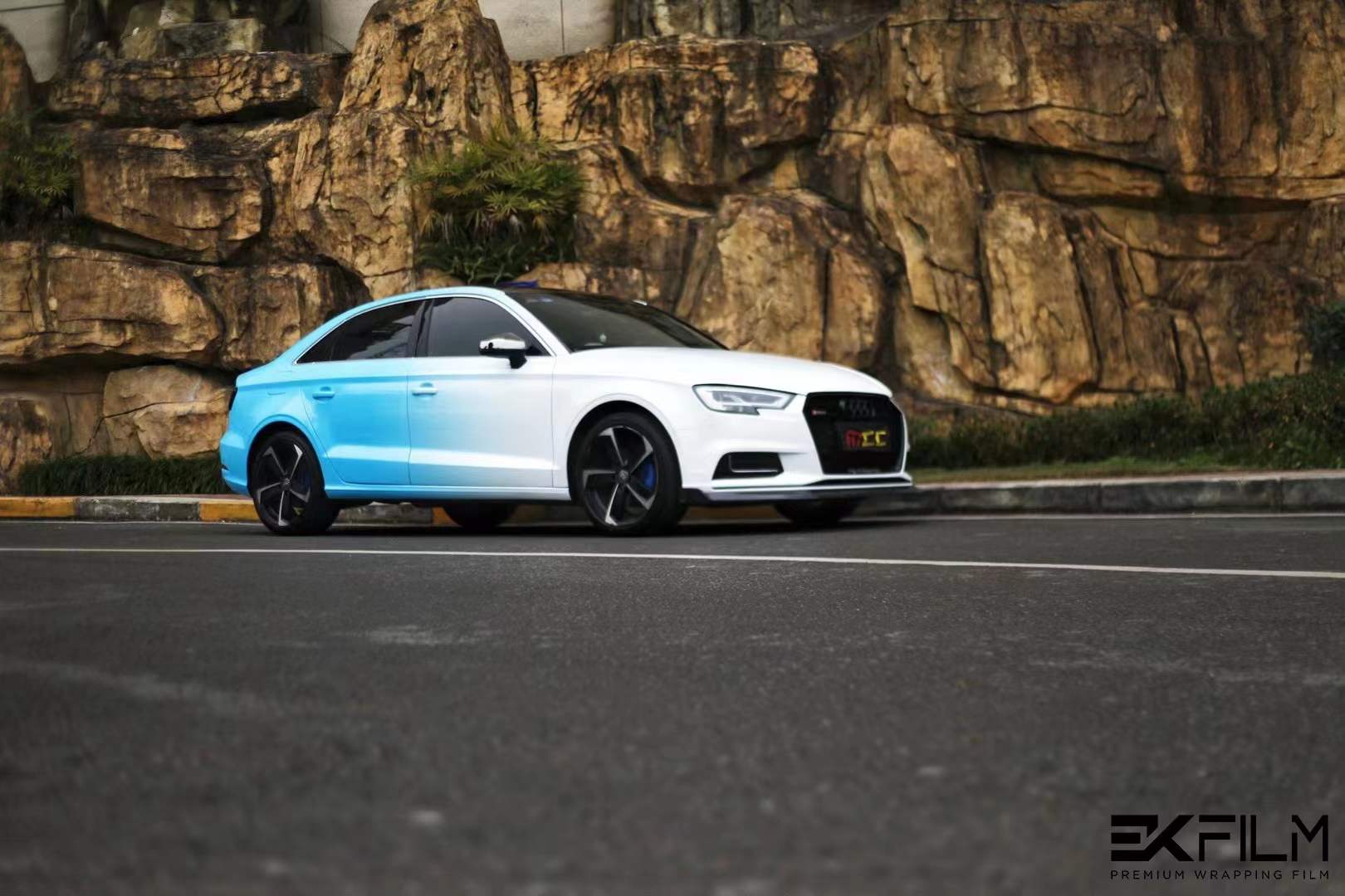 奥迪a3|ekfilm改色膜白蓝渐变