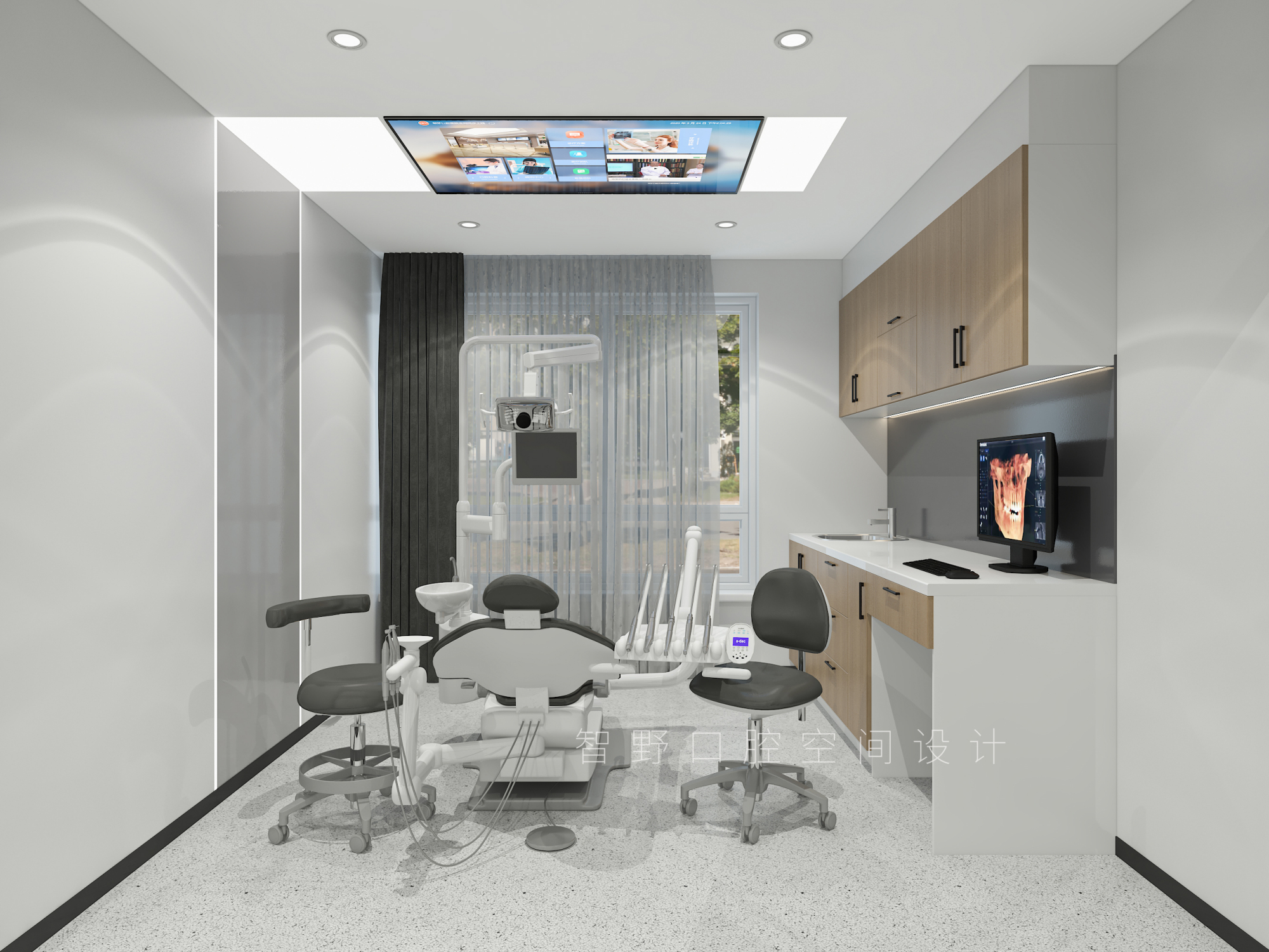 牙科诊所装修设计图,灰白铺陈出的高级与美感