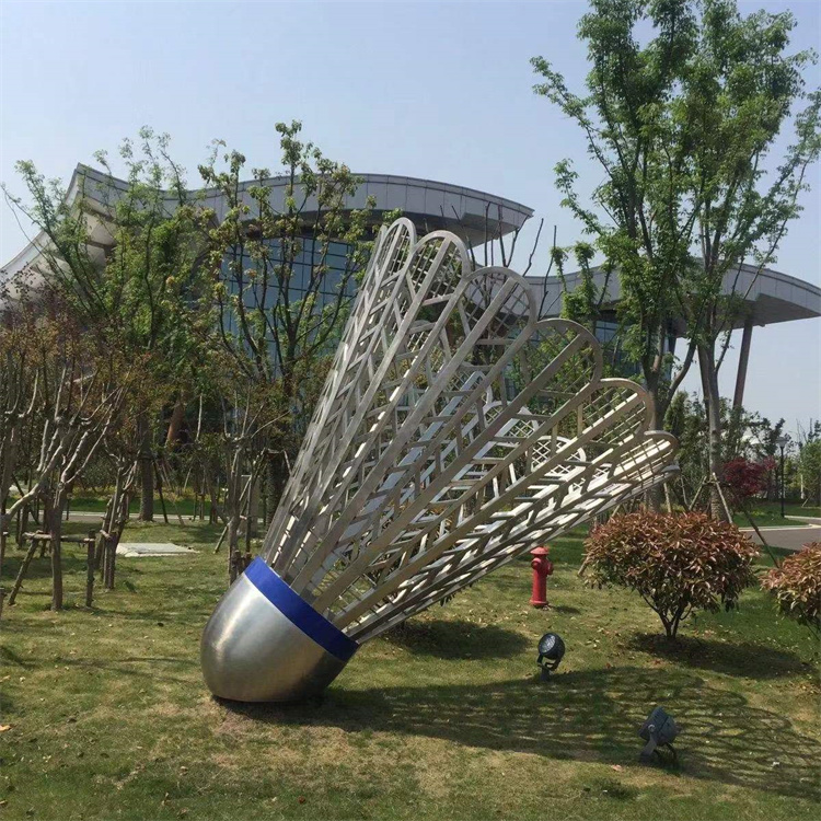 不锈钢羽毛球雕塑 设计灵感源自羽毛球运动的美感和优雅