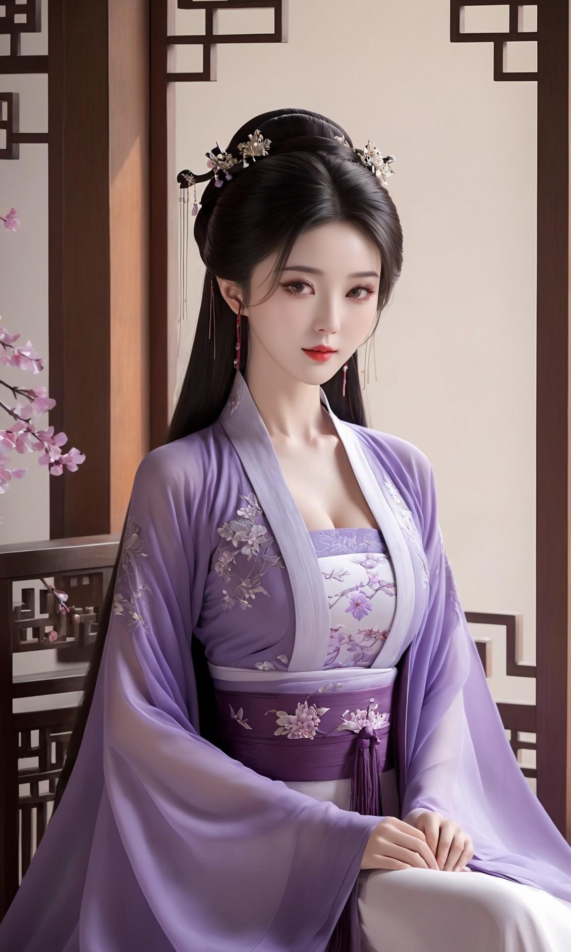 ai壁纸,古风汉服美女,仙气十足