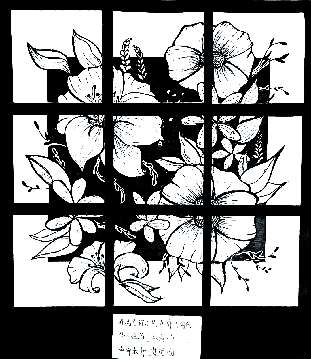 平面花卉构成作业欣赏
