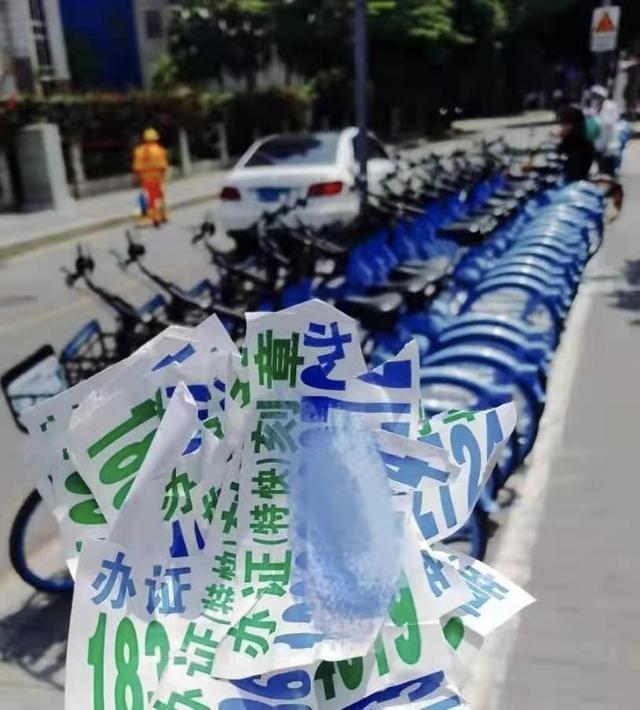 小广告"缠"上共享单车,哈啰单车深圳单日最多清理近万辆