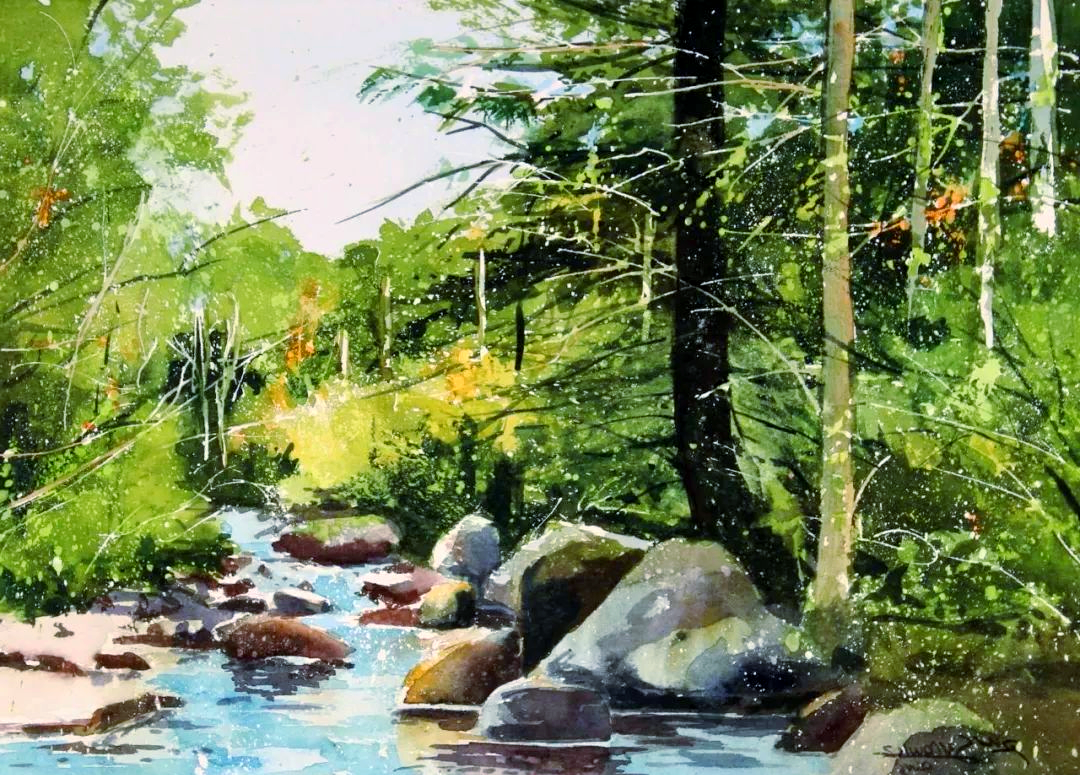 水彩画中的绿色:生命的多样呈现与情感的深刻表达