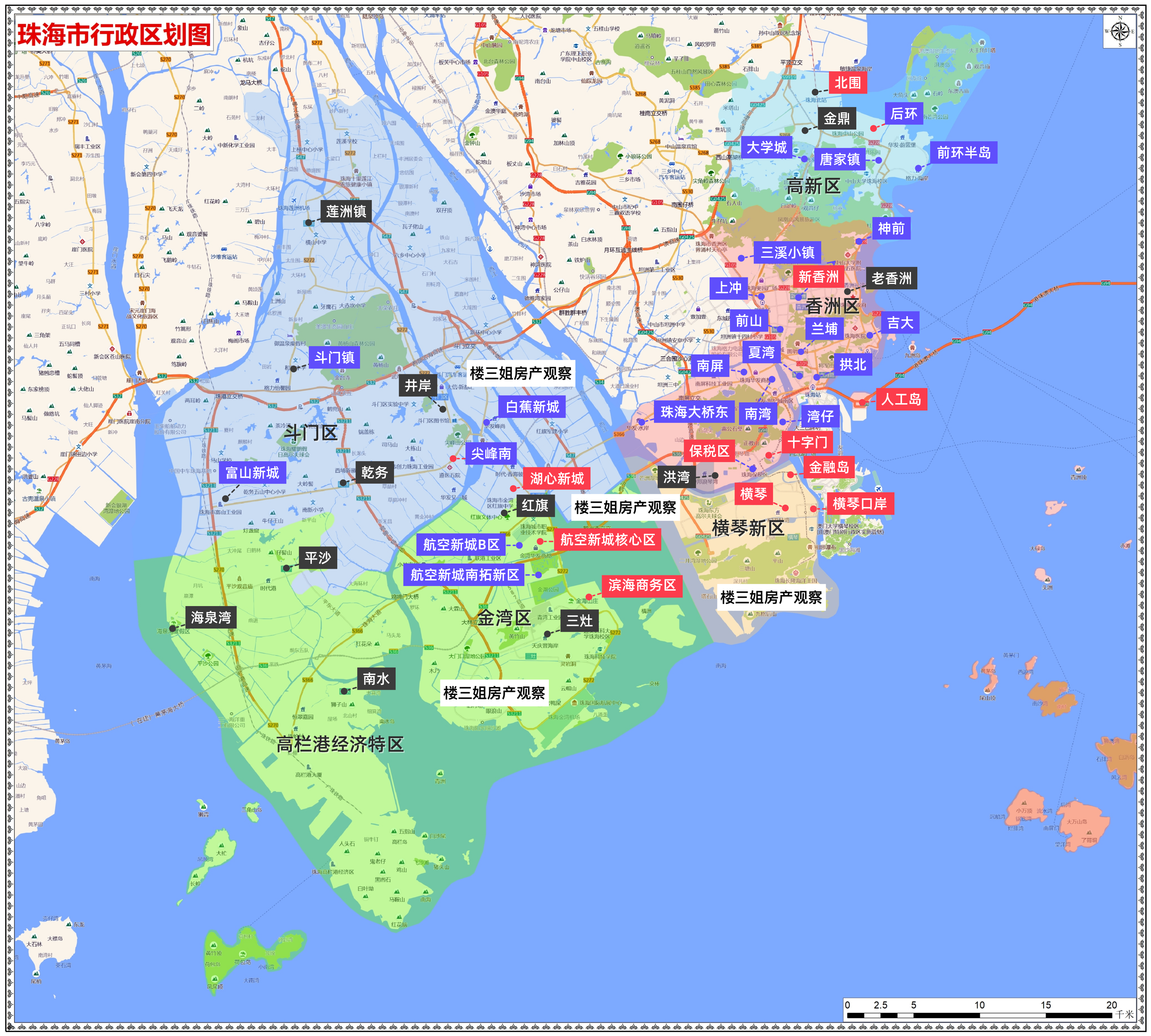 珠海市区地图 放大图片