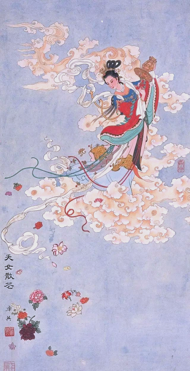 任率英的工笔人物画欣赏:《嫦娥奔月》的多样风格与深刻内涵