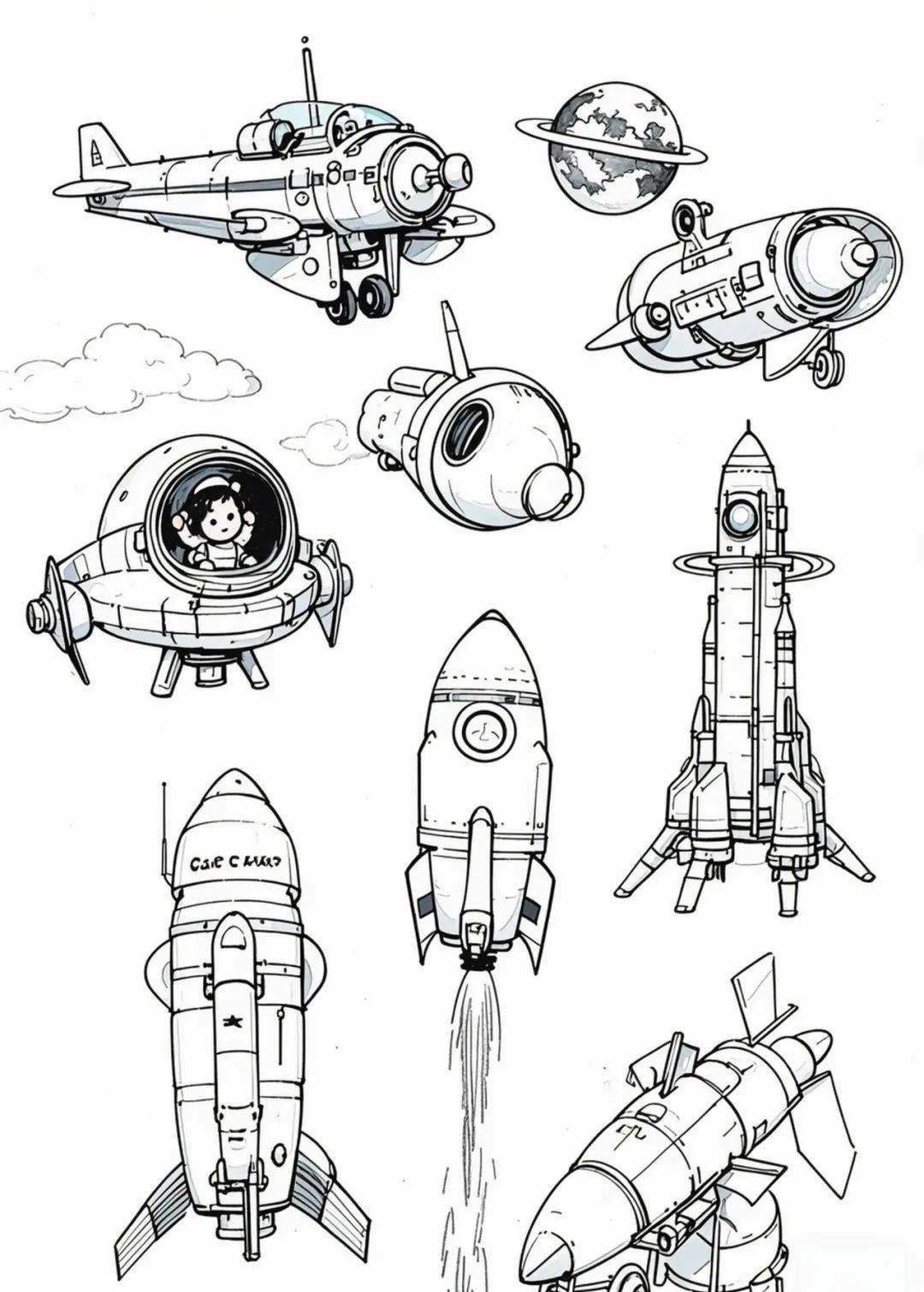 探索未来星球与飞船的科幻绘画素材集