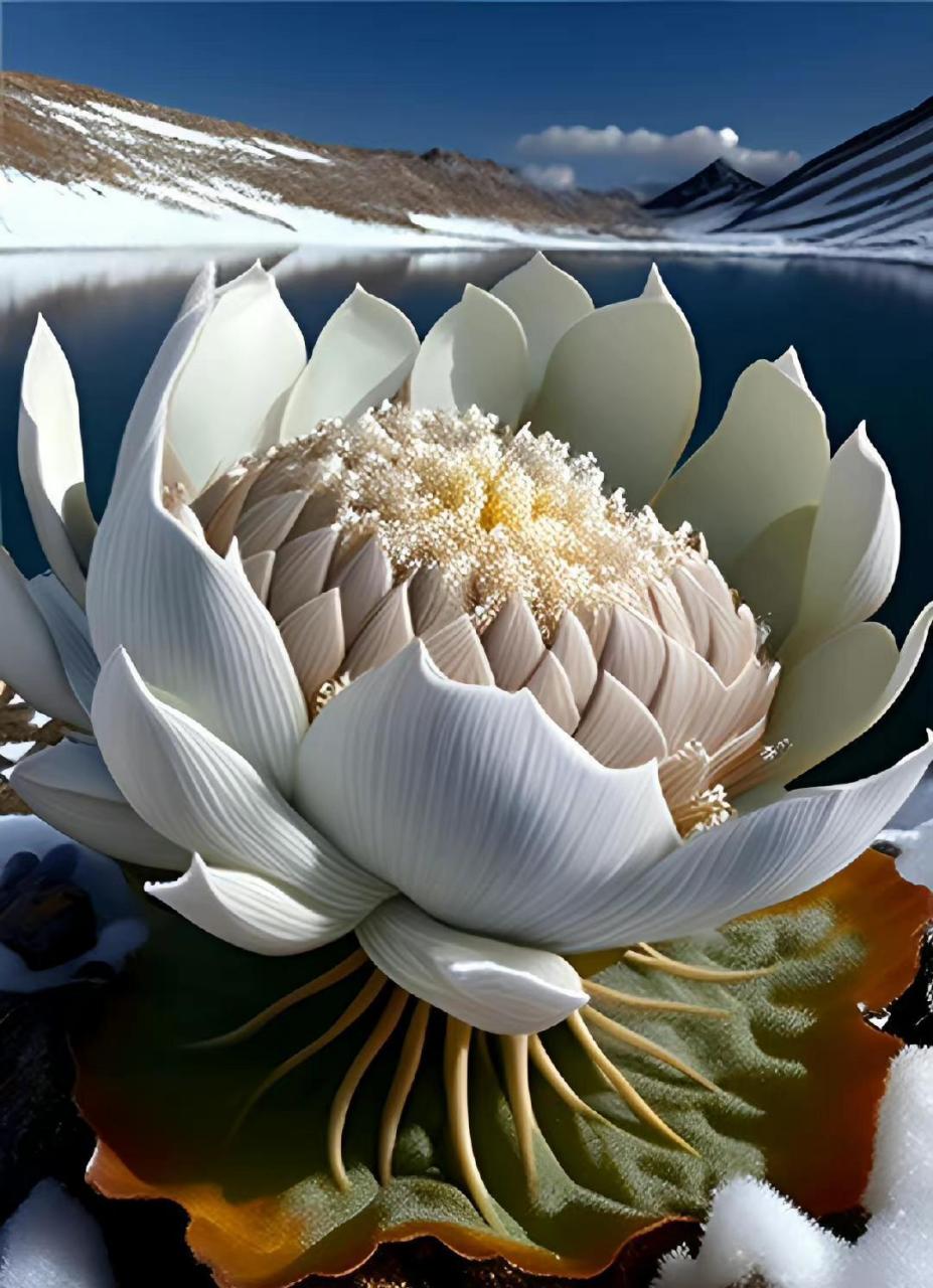 冰清玉洁的雪莲花,见着吉祥如意,好运连连.