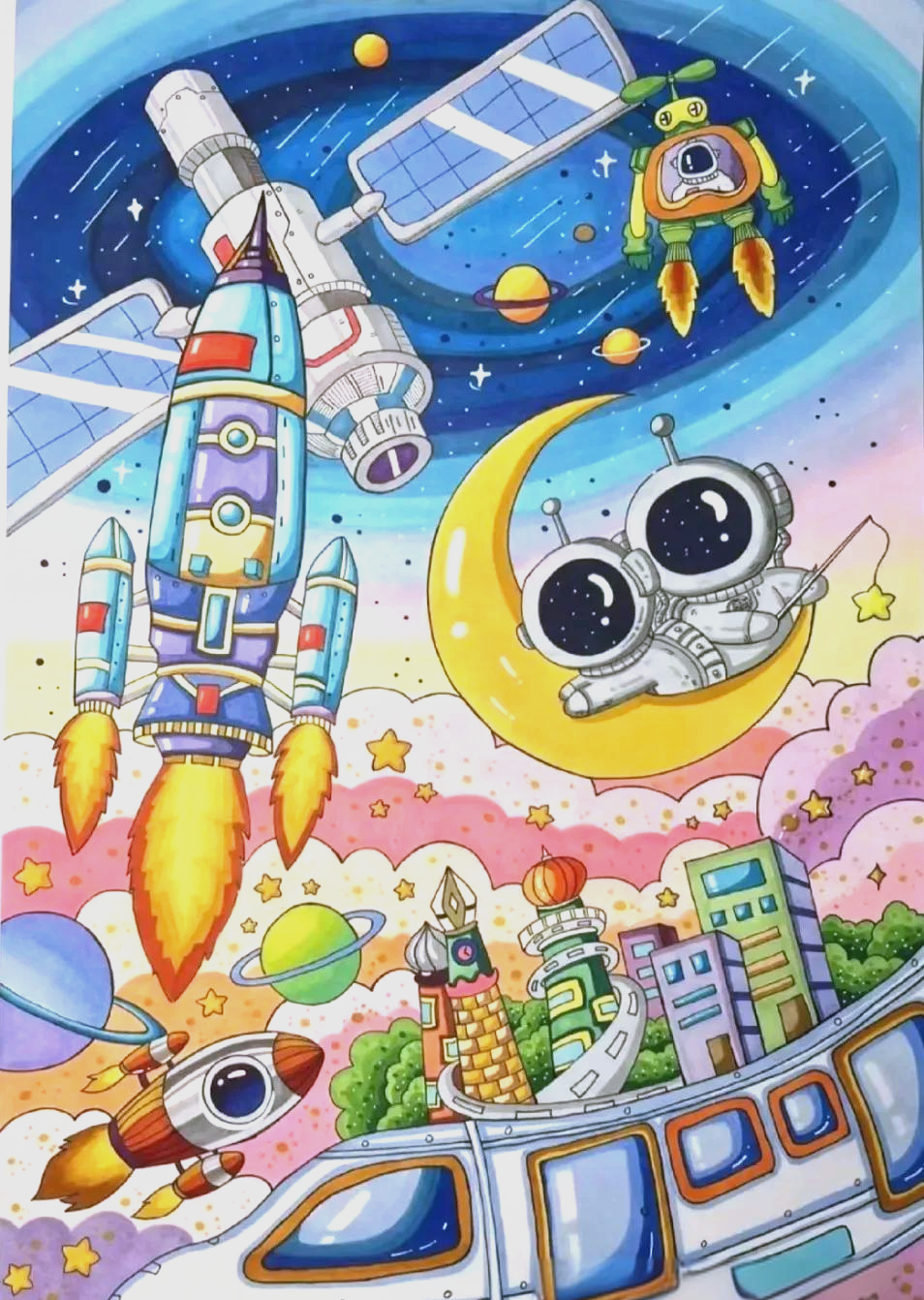 探索航天科技:精选绘画作品呈现人类对宇宙的独特追求