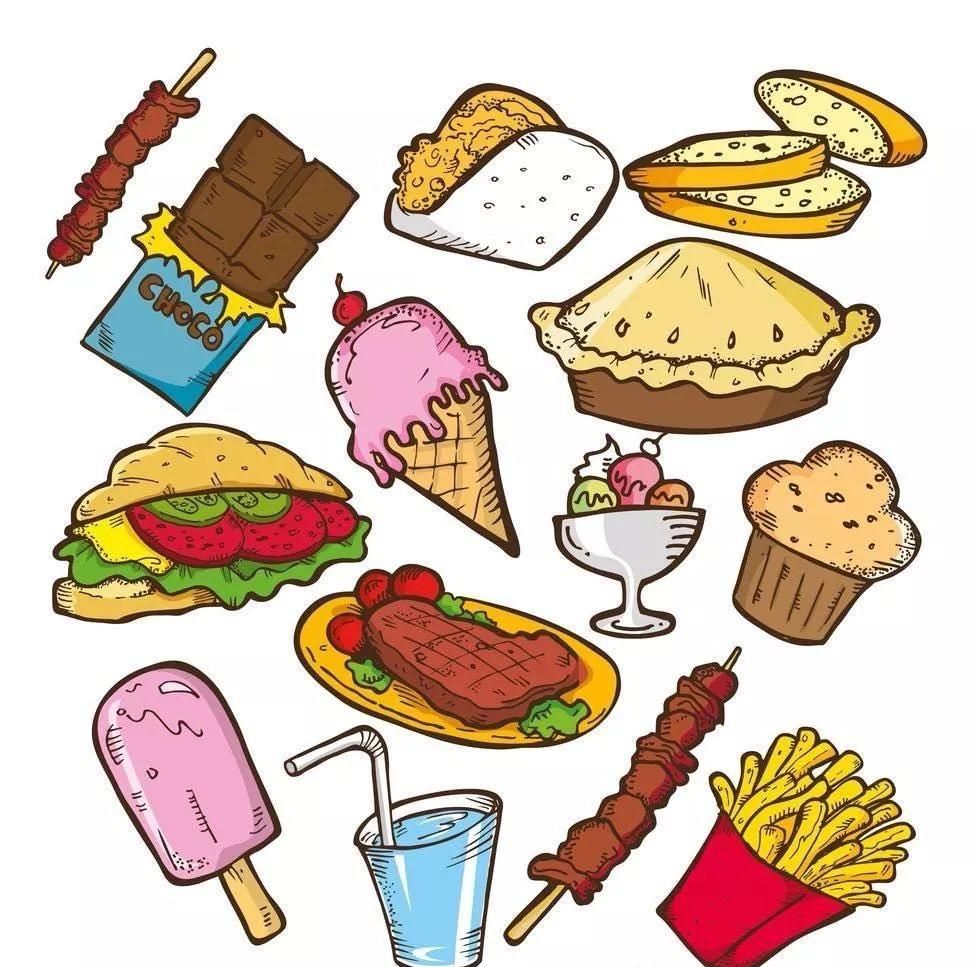 十大垃圾食品卡通图片