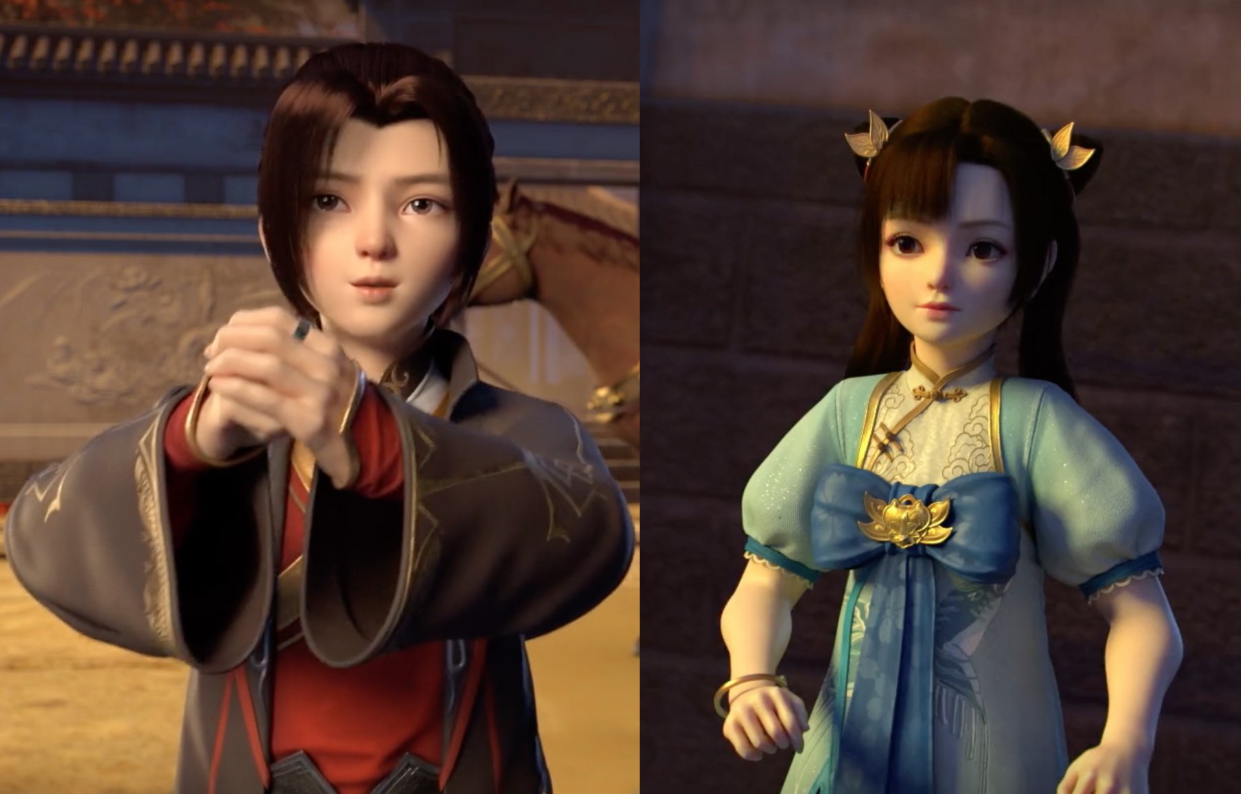 萧炎与纳兰嫣然是青梅竹马,小时候超可爱,长大后的相貌一模一样