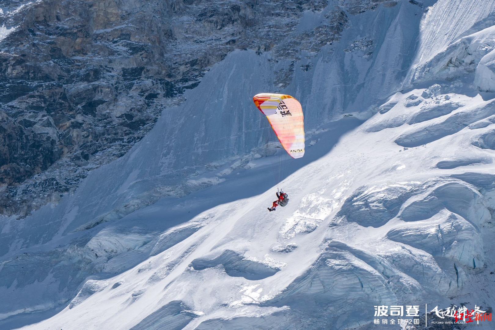 中国人首次在珠峰成功飞行滑翔伞:海拔8000米处起飞,风景非常震撼