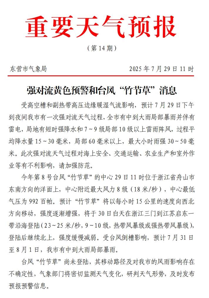 天气东营预报今日情况