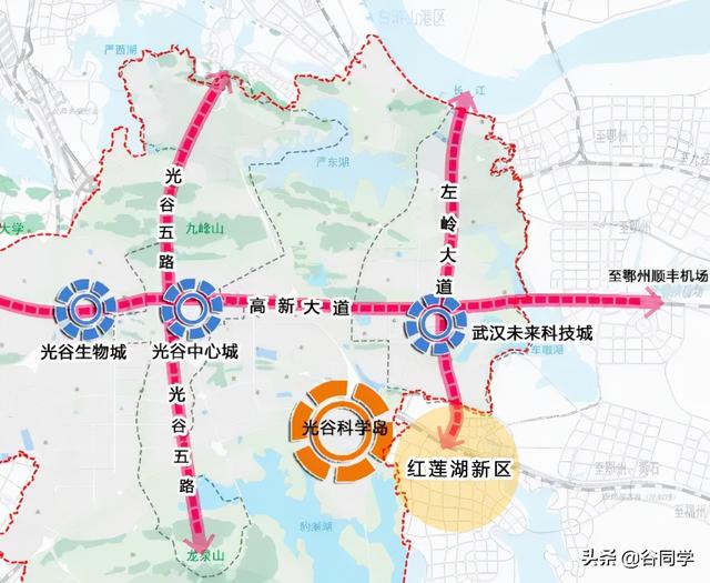 光谷科学岛—红莲湖新区示意图