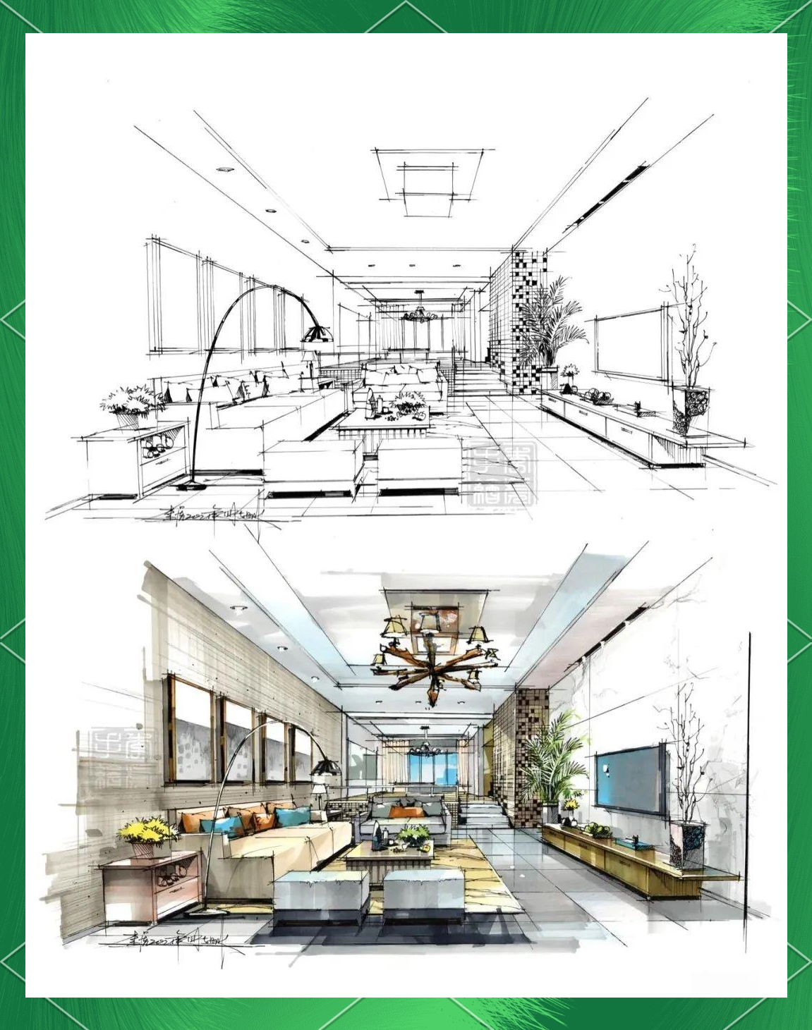 精选室内设计手绘马克笔作品合集