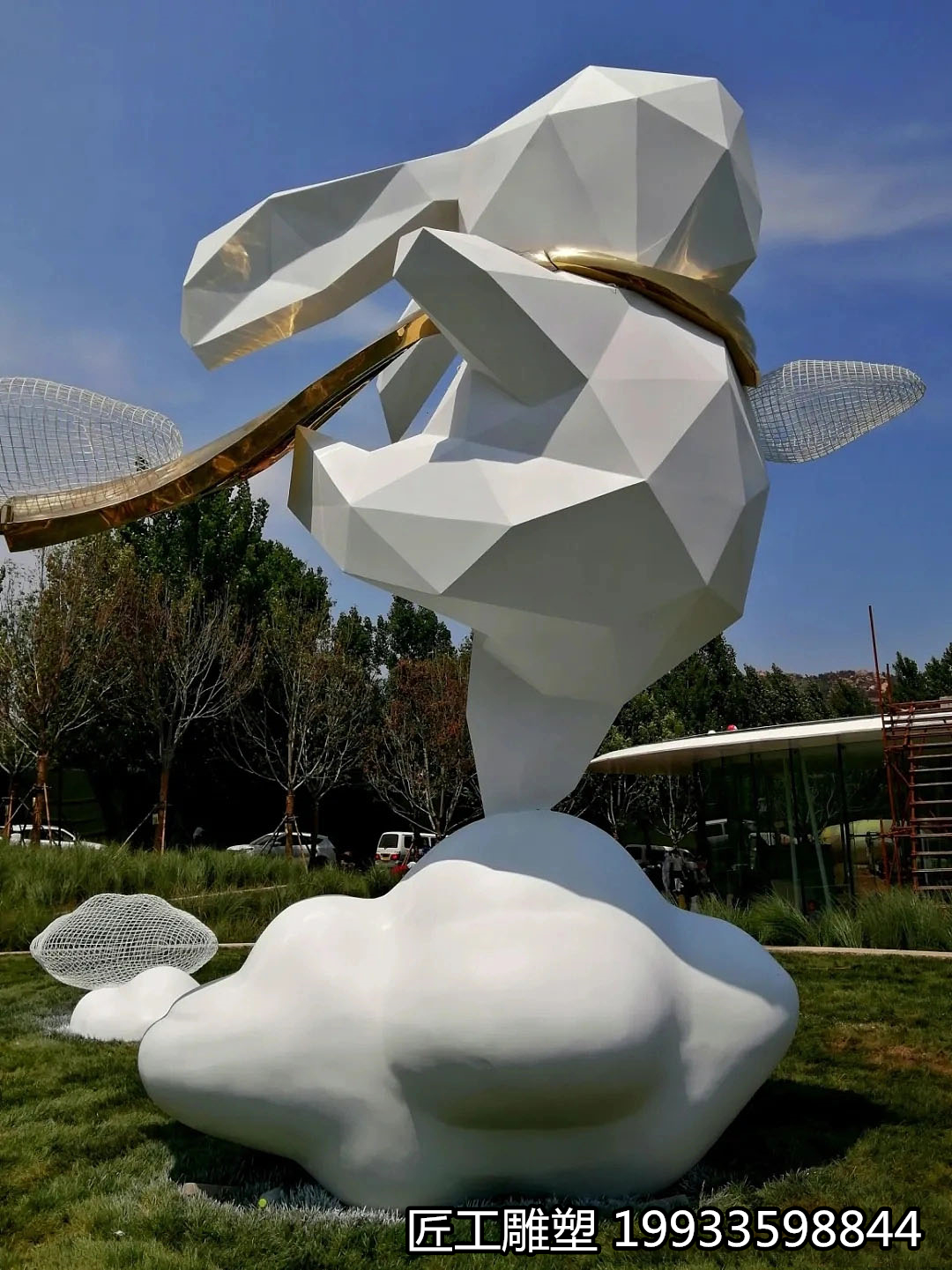 不锈钢兔子动物雕塑 园林景观动物摆件