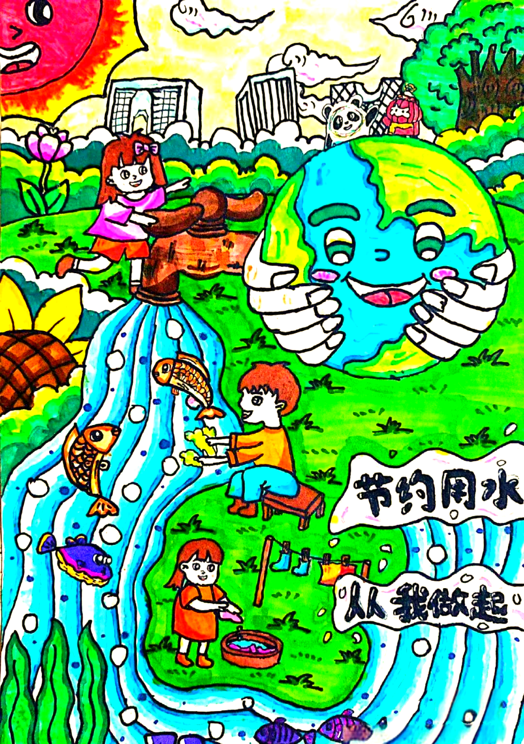 生态保护主题绘画作品欣赏,共同守护绿色家园