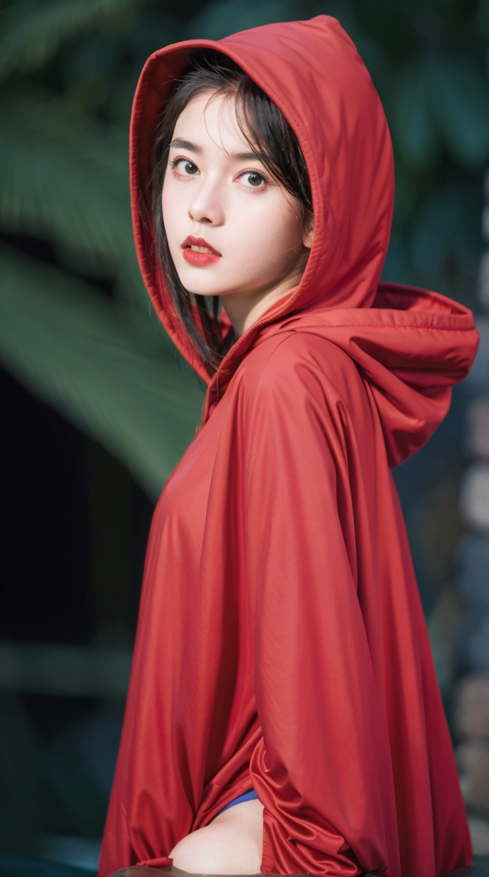 绝美红色斗篷女神,气质性感美女高清艺术照壁纸