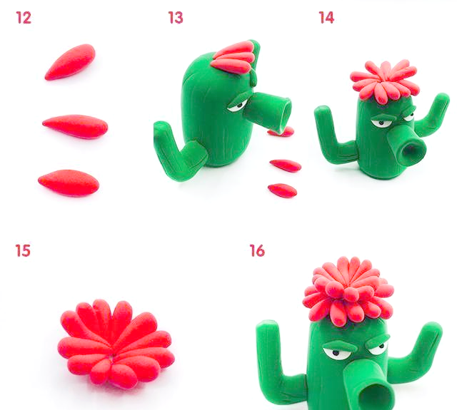 罗弗超轻粘土制作植物大战僵尸之仙人掌的详细教程图解