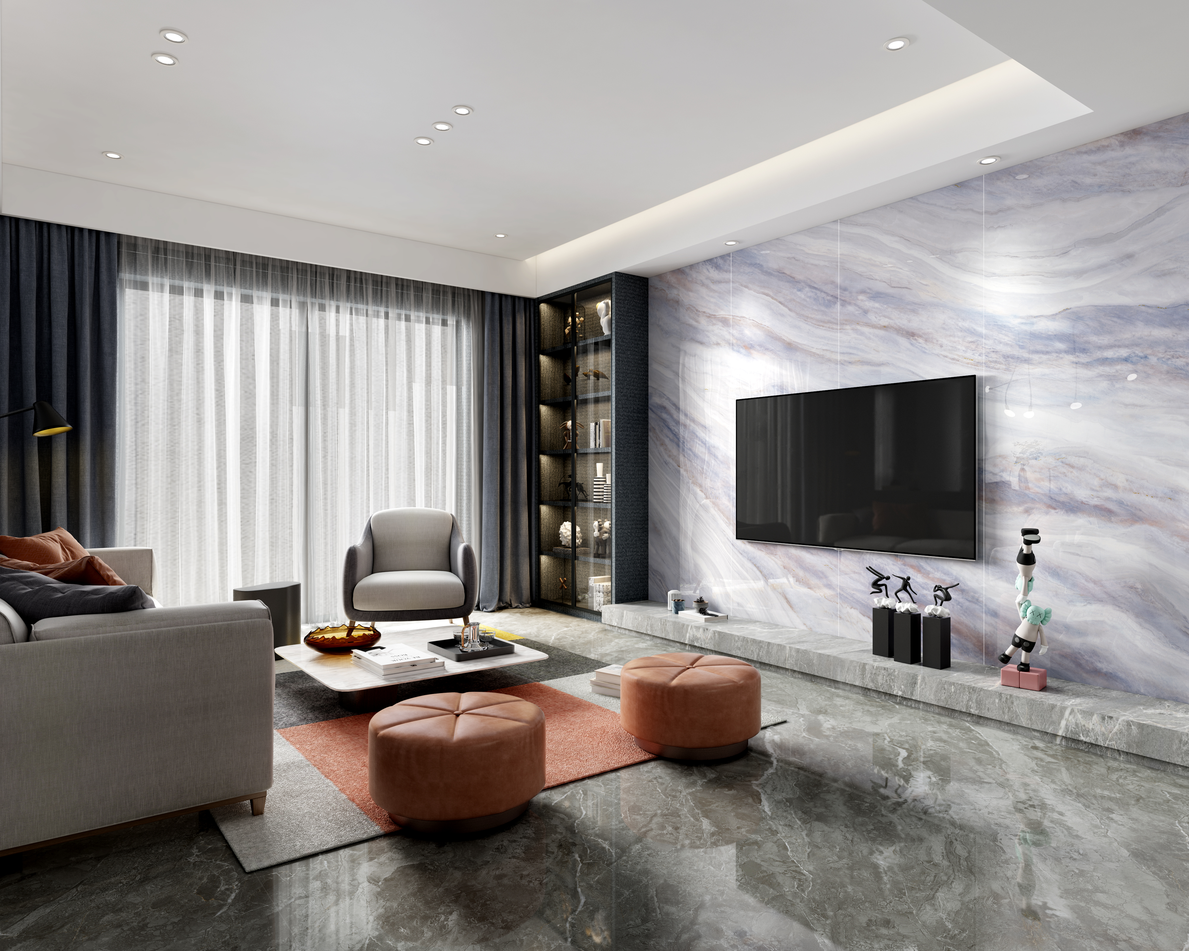 背景墙设计|这4套简约大气的悬空电视岩板背景墙,值得入手!