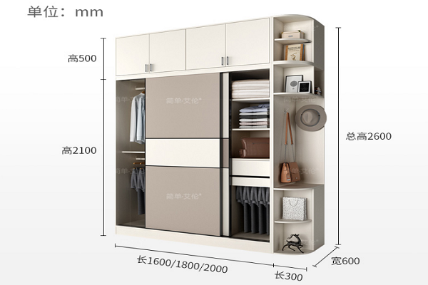 三扇衣柜移门尺寸图图片