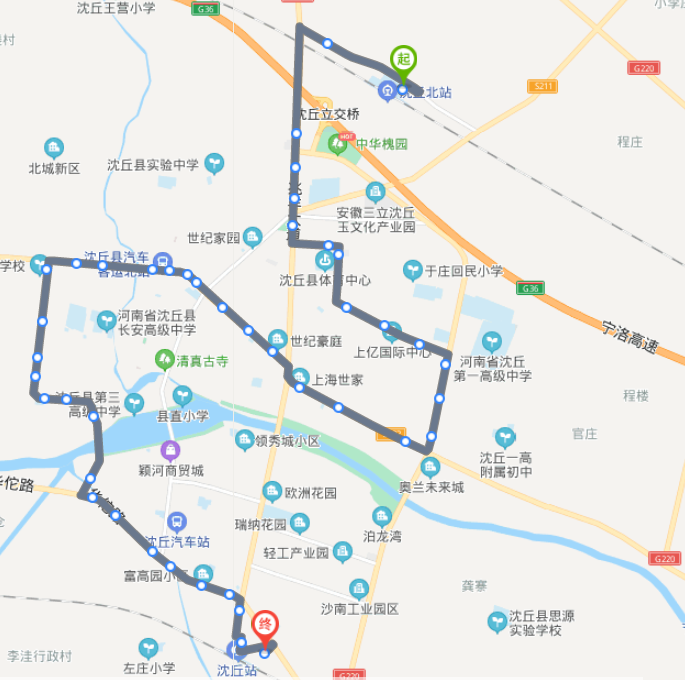 河南沈丘火車站途經公交車線路乘坐點及其運行時間