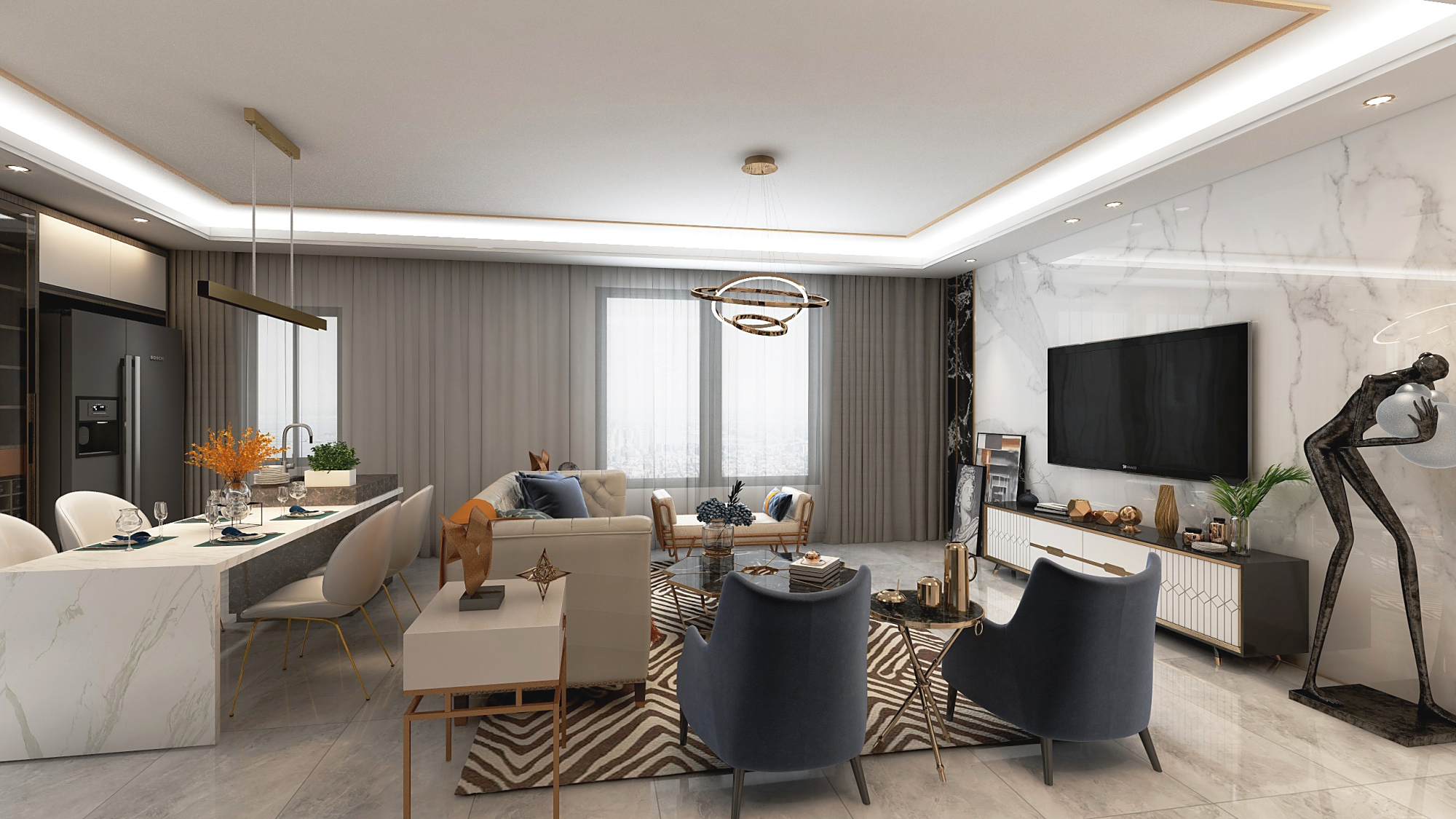 面积140平米的房子好不好?轻奢风格装修案例!