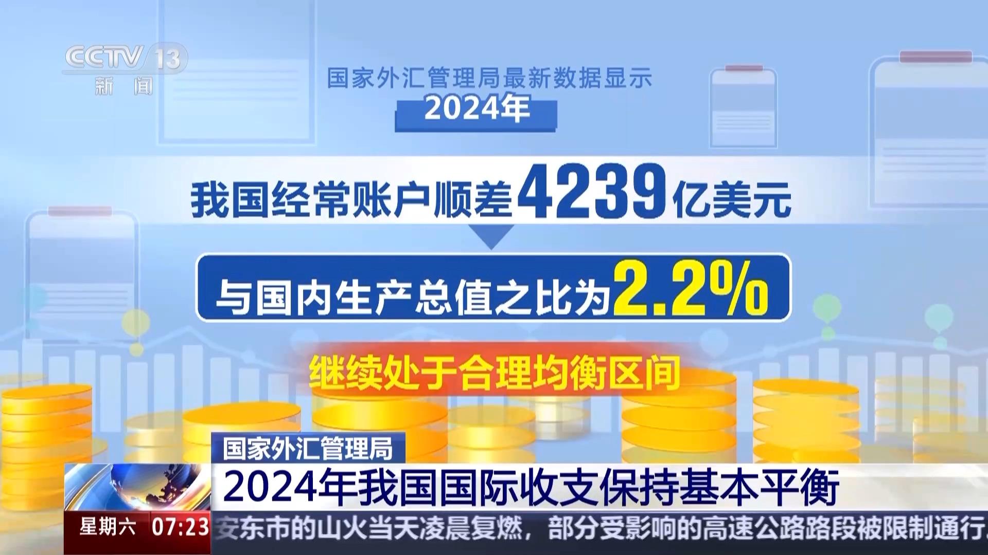 国家外汇管理局:2024年我国国际收支保持基本平衡