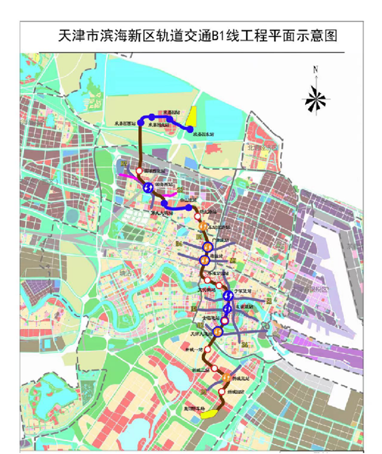 滨海新区轻轨站路线图图片