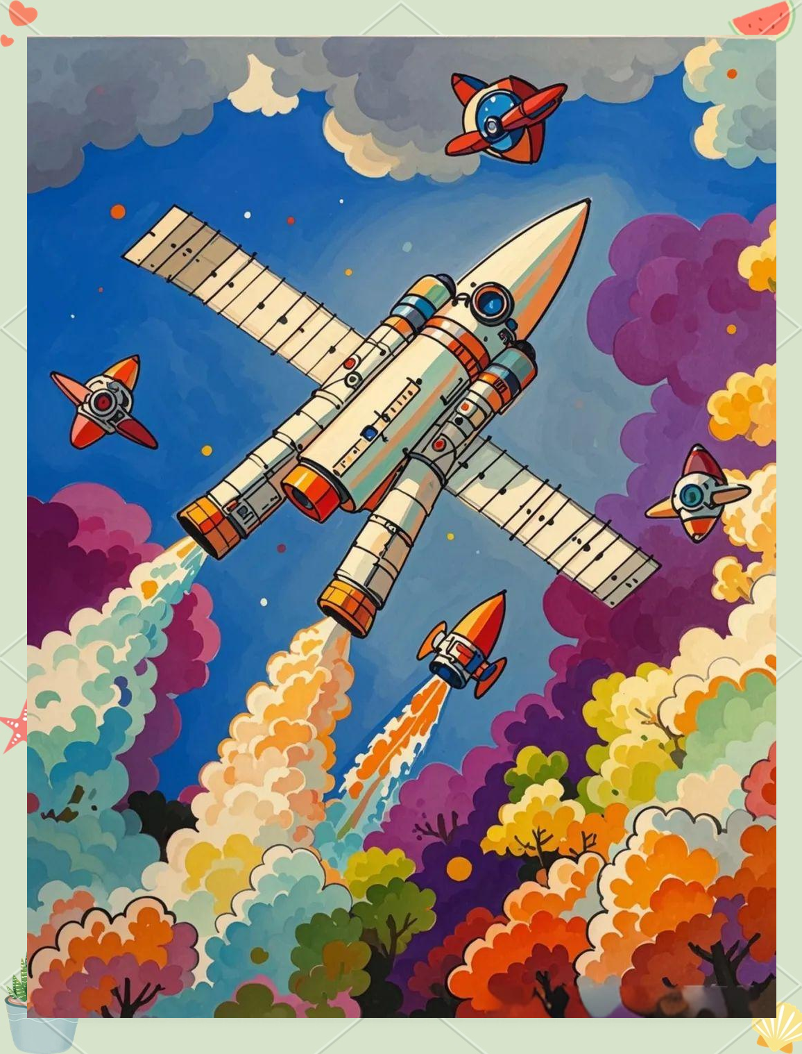 海陆空主题科幻绘画精选,颜色鲜艳,适合参赛