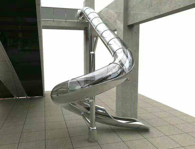 室内外不锈钢半透明螺旋滑梯儿童游乐微地形单滑攀爬设施