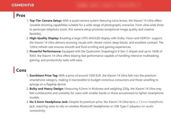 外媒分析小米14 Ultra六大优缺点：无3.5mm插口被吐槽-第2张-科技-土特城网