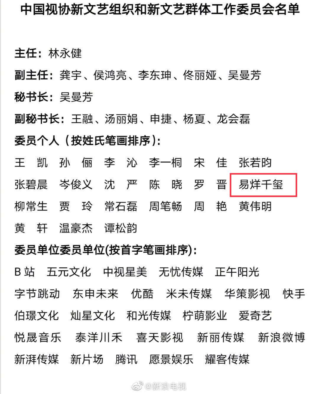 易烊千玺当选中视协双新委员演员易烊千玺再次受到认证