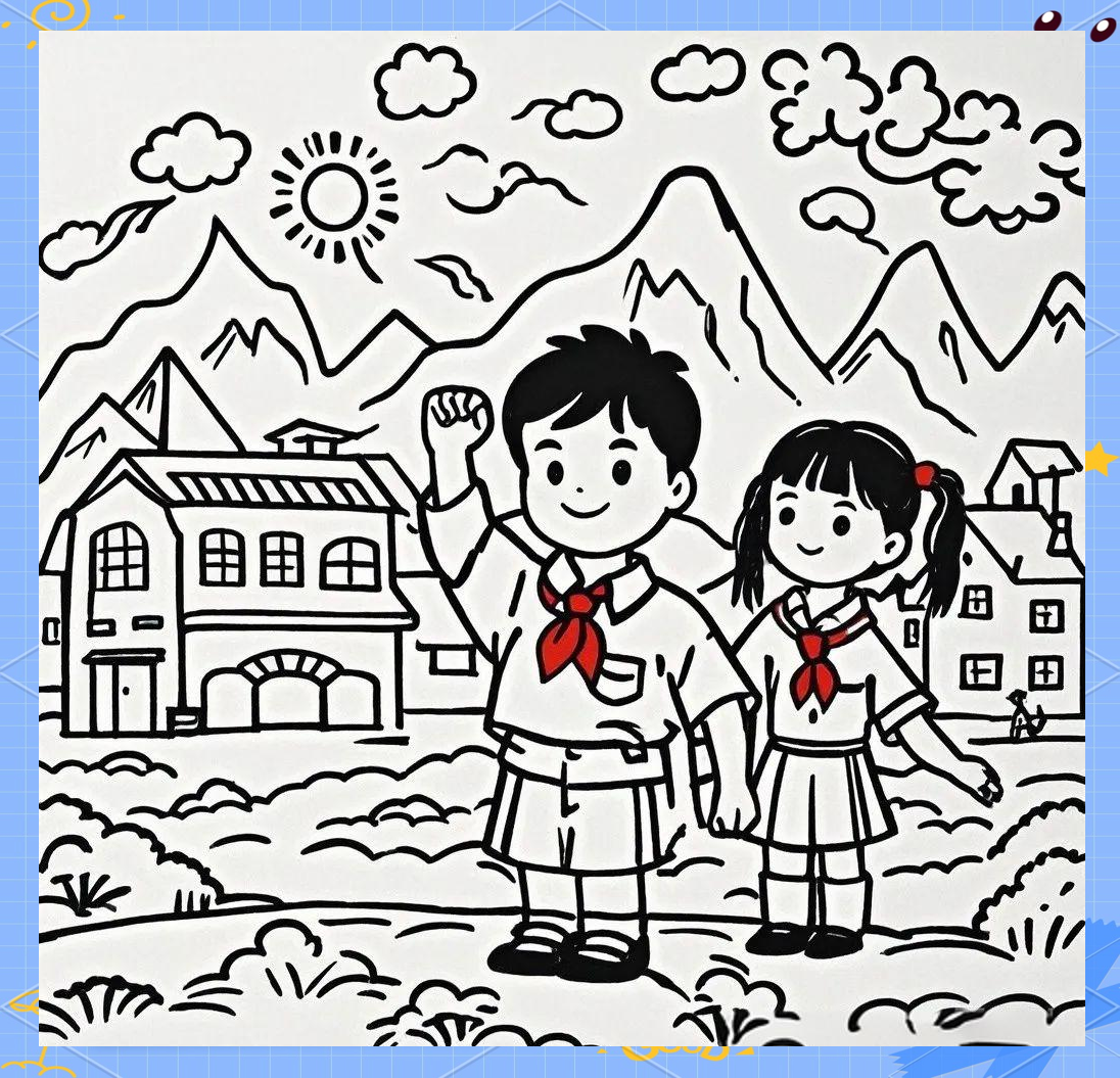 红领巾与国旗同行,描绘新时代少年的梦想与成长