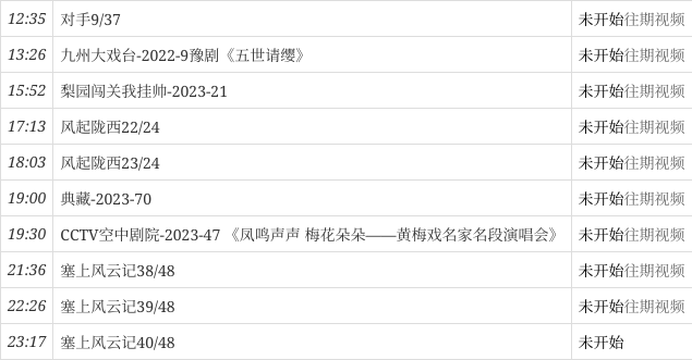 5月31日(星期三)cctv11節目預告