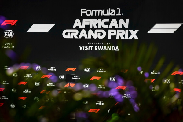 1 of 4  |   A banner is seen during an announcement by Formula 1 in Kigali, Rwanda Tuesday, Oct. 13, 2026. (AP Photo)  License this photo 