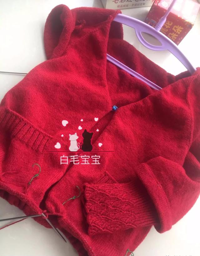 红红火火!女士棒针青海波毛线开衫(附教程与图解)