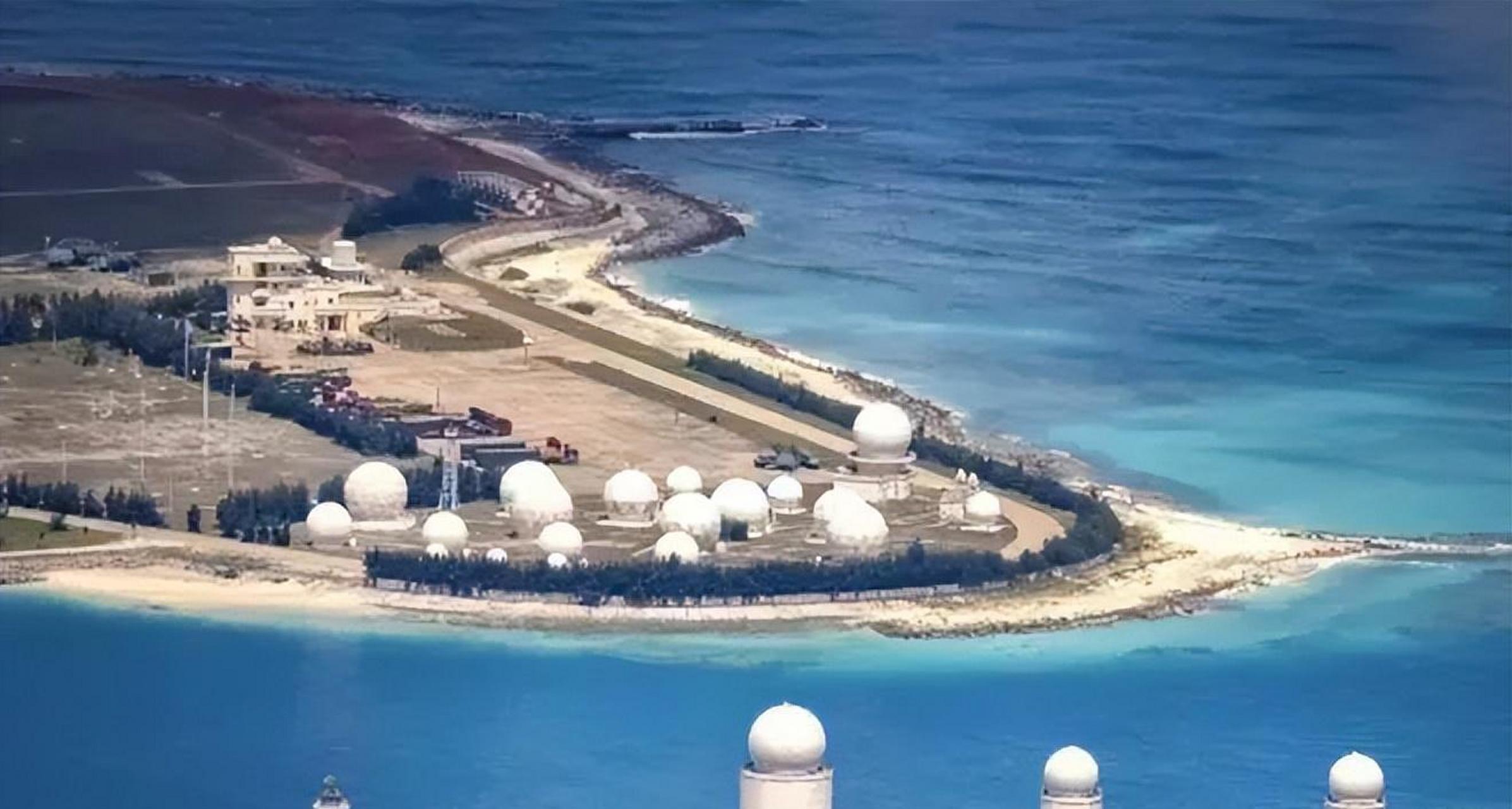 中国南海大规模填海造陆,如今雷达,导弹遍布人工岛,这是中国人民的