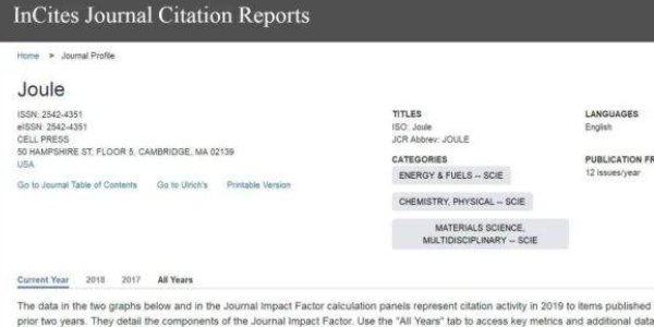 joule期刊影響因子