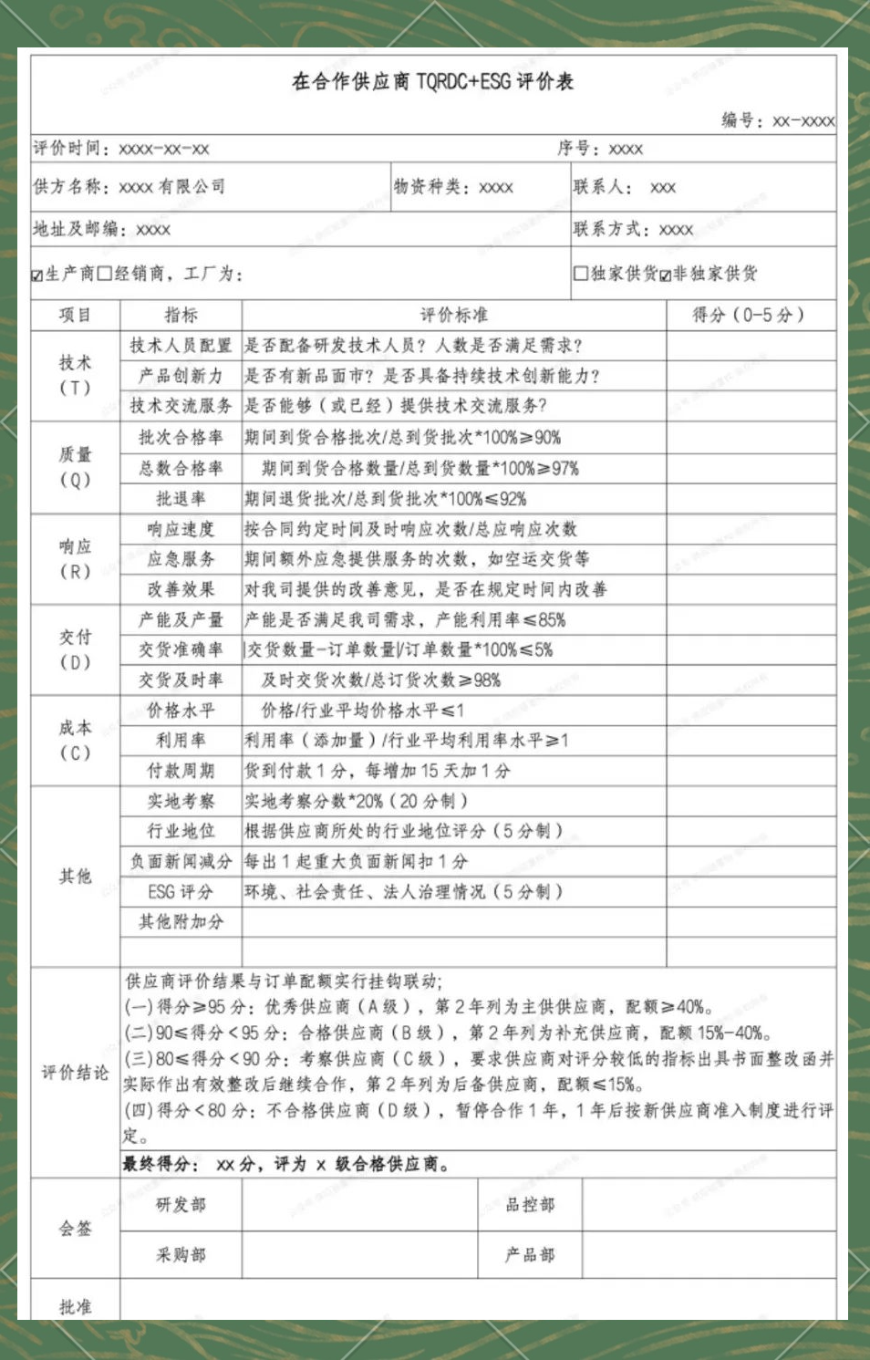 评分汇总表模板