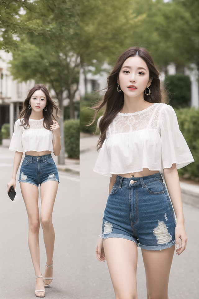 夏天穿搭牛仔短裤美女写真