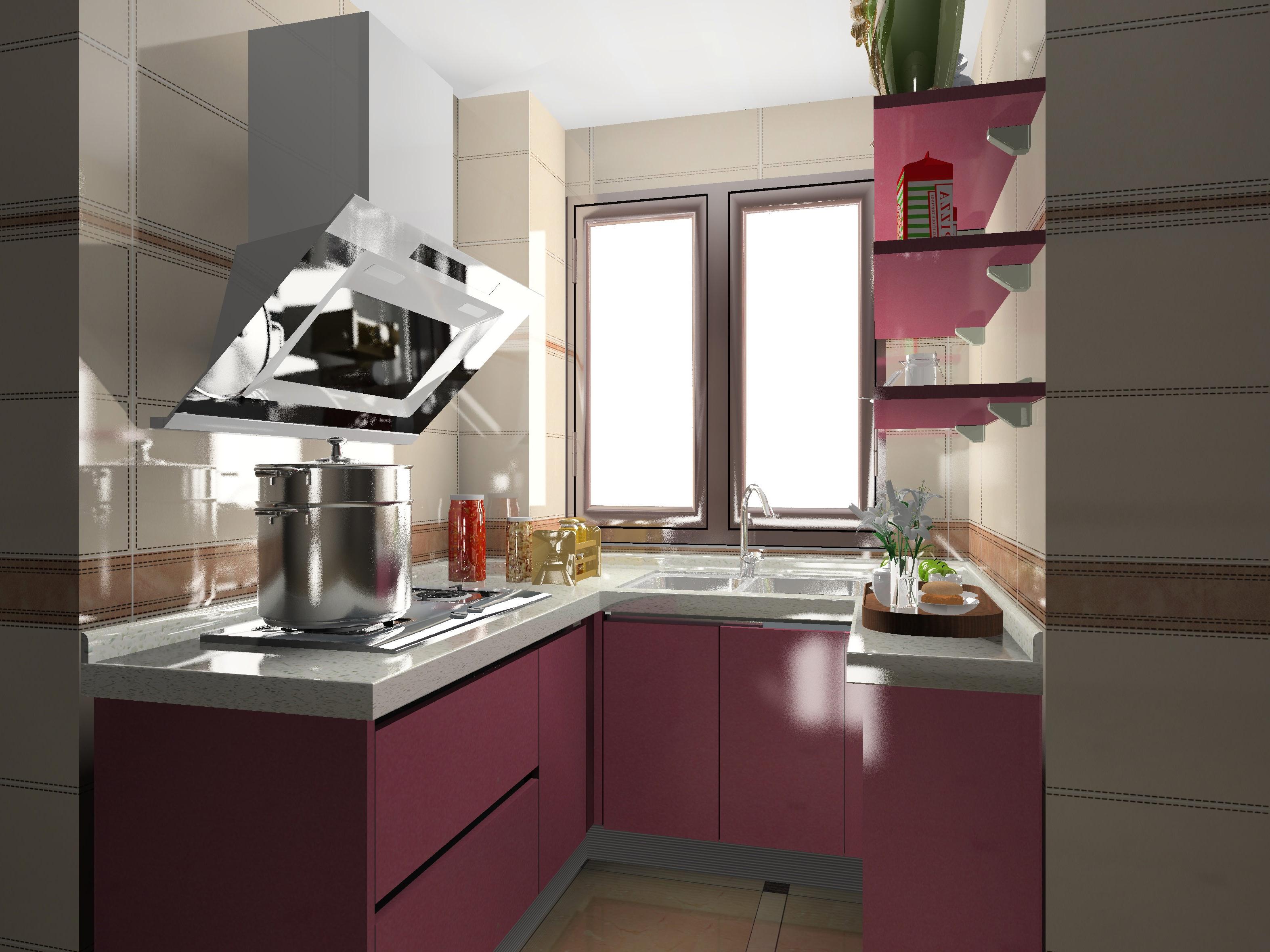 厨房台面与橱柜门颜色搭配实例