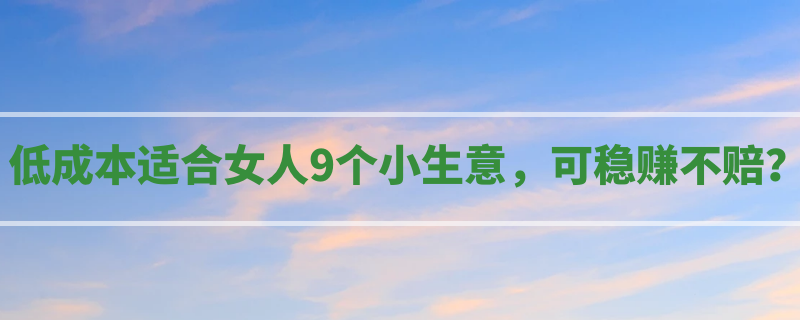 低成本適合女人9個小生意,可穩賺不賠?