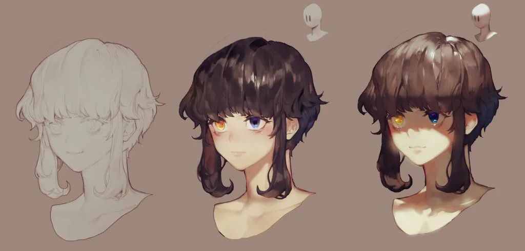 「绘画素材」不知道面部打光怎么画?一组头像光影示范