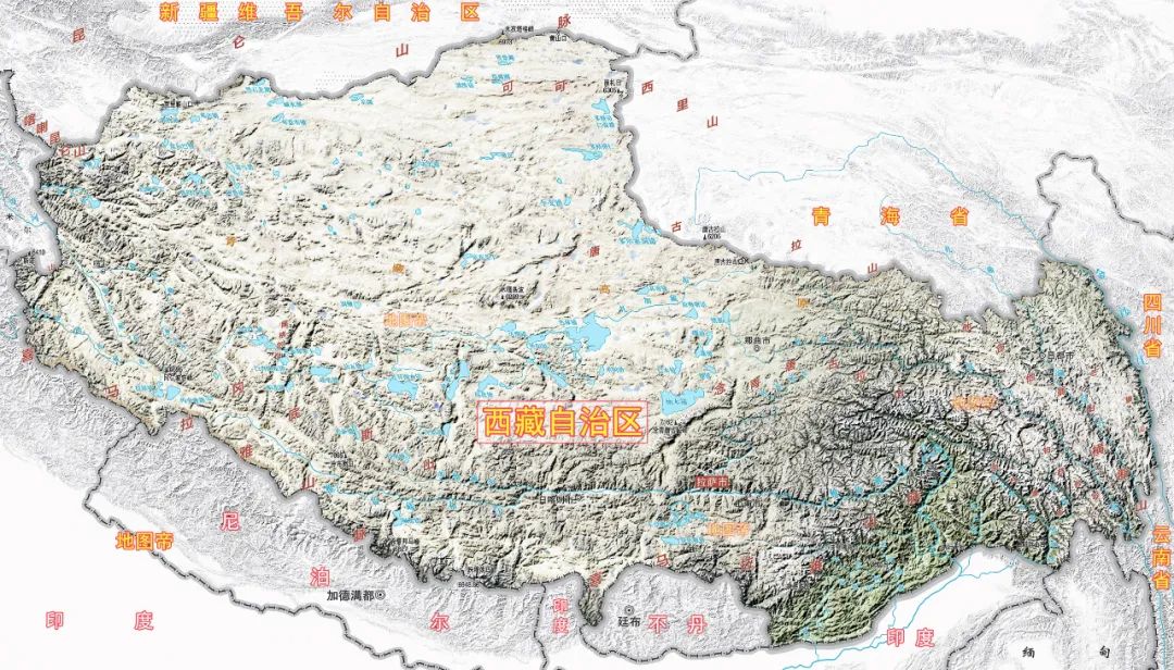 中国各省地形图-西藏自治区