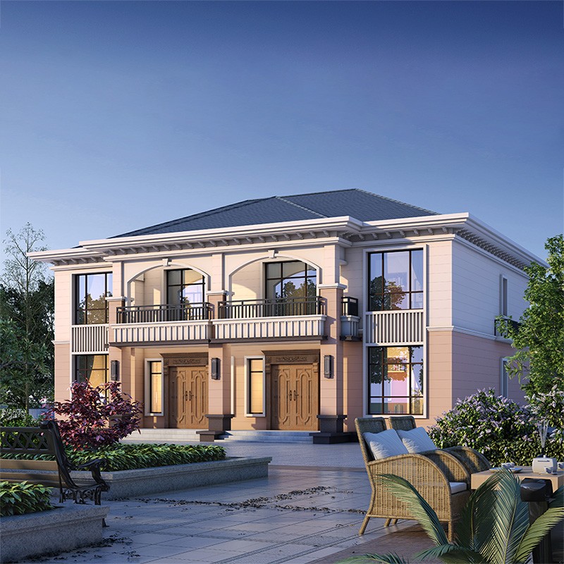 推荐4款适合农村自建的二层双拼别墅设计图纸,独栋两门,真气派