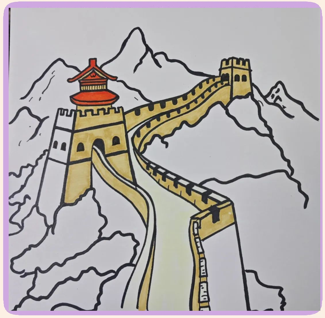 长城的简笔画教程(附详细步骤和色号指南)