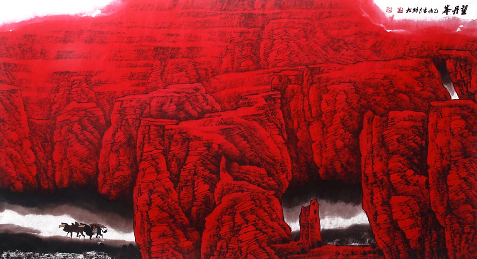 中国红——高劲松山水画作品欣赏