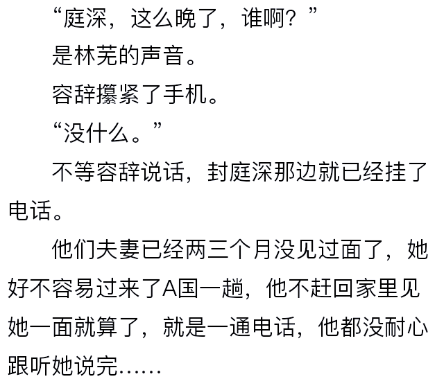 封庭深容辞林芜全文大结局